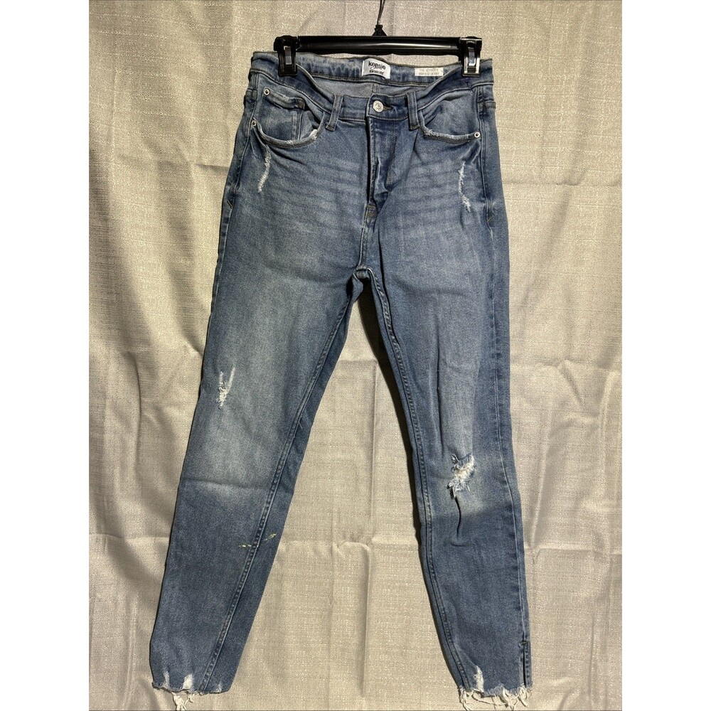 Kensie The Ultimate High Rise Skinny Frayed Blue Jeans Women's 28 waist grunge‎